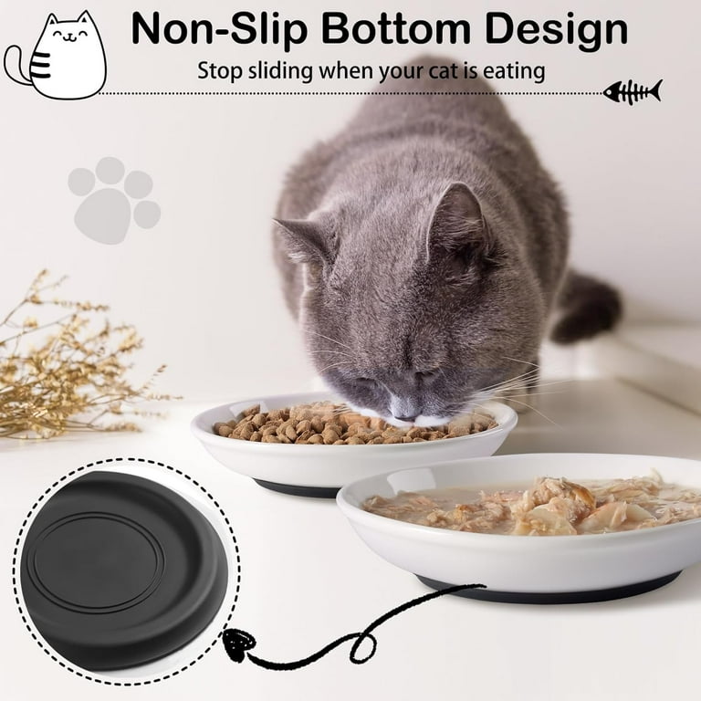 Apatal Silicone Cat Feeding Bowls Set - 2 Pack Non-Slip, Whisker-Friendly Pet Dishes For Dry/Wet Food, Blue, Easy Clean (7x0.98 Inches)