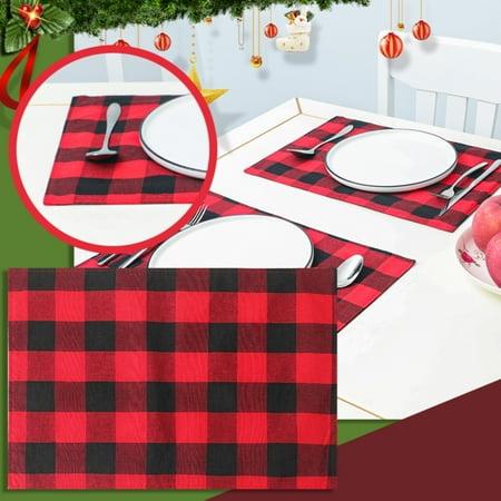 

Dyfzdhu Red And Black Plaid Placemats Machine Washable Place Mats For Kitchen Table Dinning Room