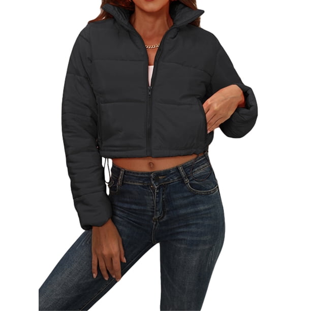 VISgogo, chaqueta corta para mujer, chaquetas de plumón de Color sólido a la moda, abrigo acolchado recortado, abrigo cálido de invierno VISgogo moda