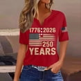 thumbnail image 2 of 250th Anniversary USA Shirt Women America 250 Shirt Short Sleeve Button Down Shirts Celebration Patriotic Flag Print 1776-2026 Tshirt, 2 of 4
