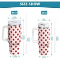 thumbnail image 2 of 40oz Polka Dot Red & White Tumbler Insulated with Handle LeakProof Coffee Mug Large Water Bottle Fits in Car Cup Holder Hot & Cold Drinks, 2 of 6