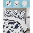 thumbnail image 4 of Quilts Twin Size Bedding Set, Black Navy Blue Cat Lightweight Quilted Comforter, Cat Paw Farmhouse Soft Reversible Bedspread Coverlet with Pillow Covers for All Season, 68" x 86", 4 of 7