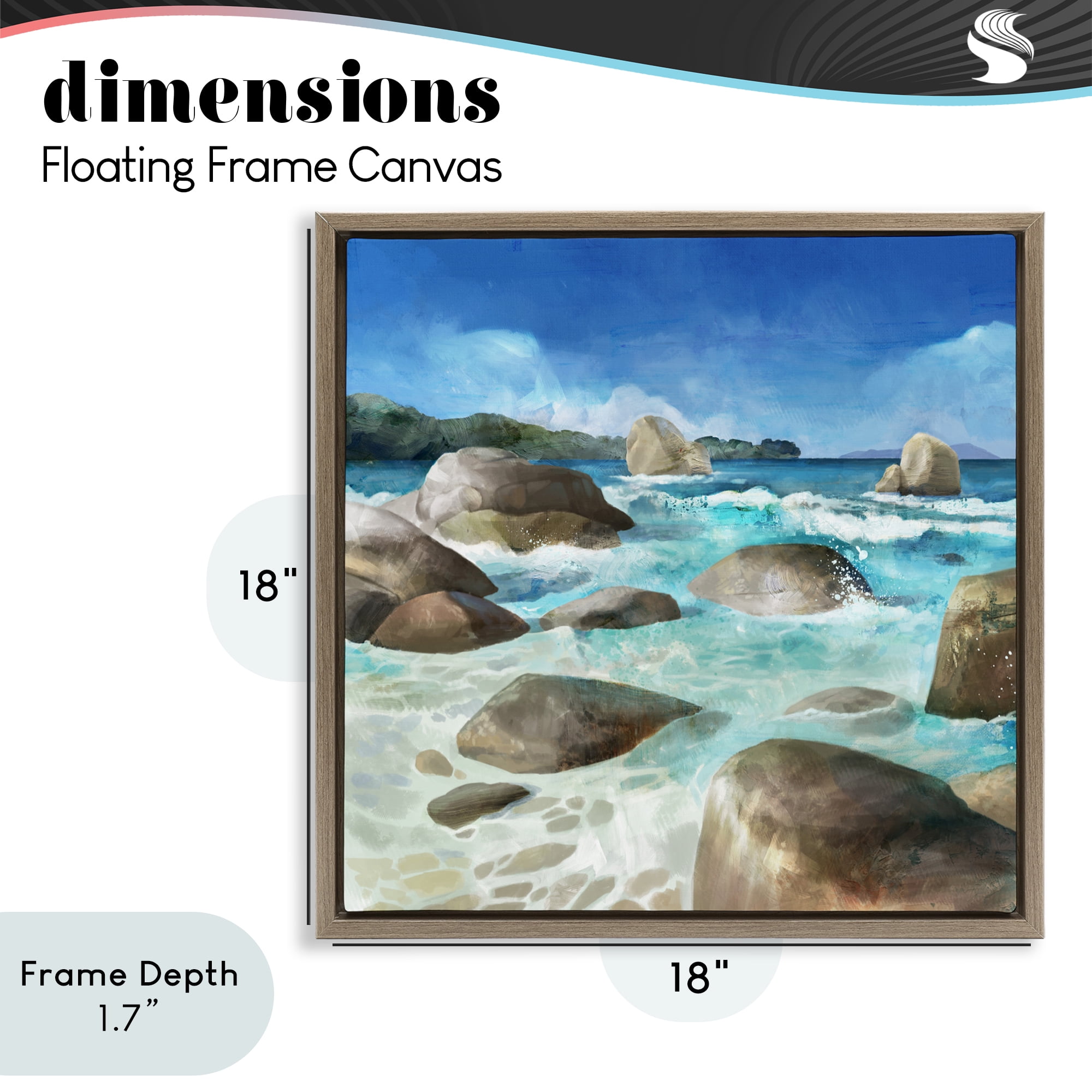 Stupell Industries Low Tide Rocks on Shore Brown Framed Floater Canvas Wall Art, design by Mauro Devereaux