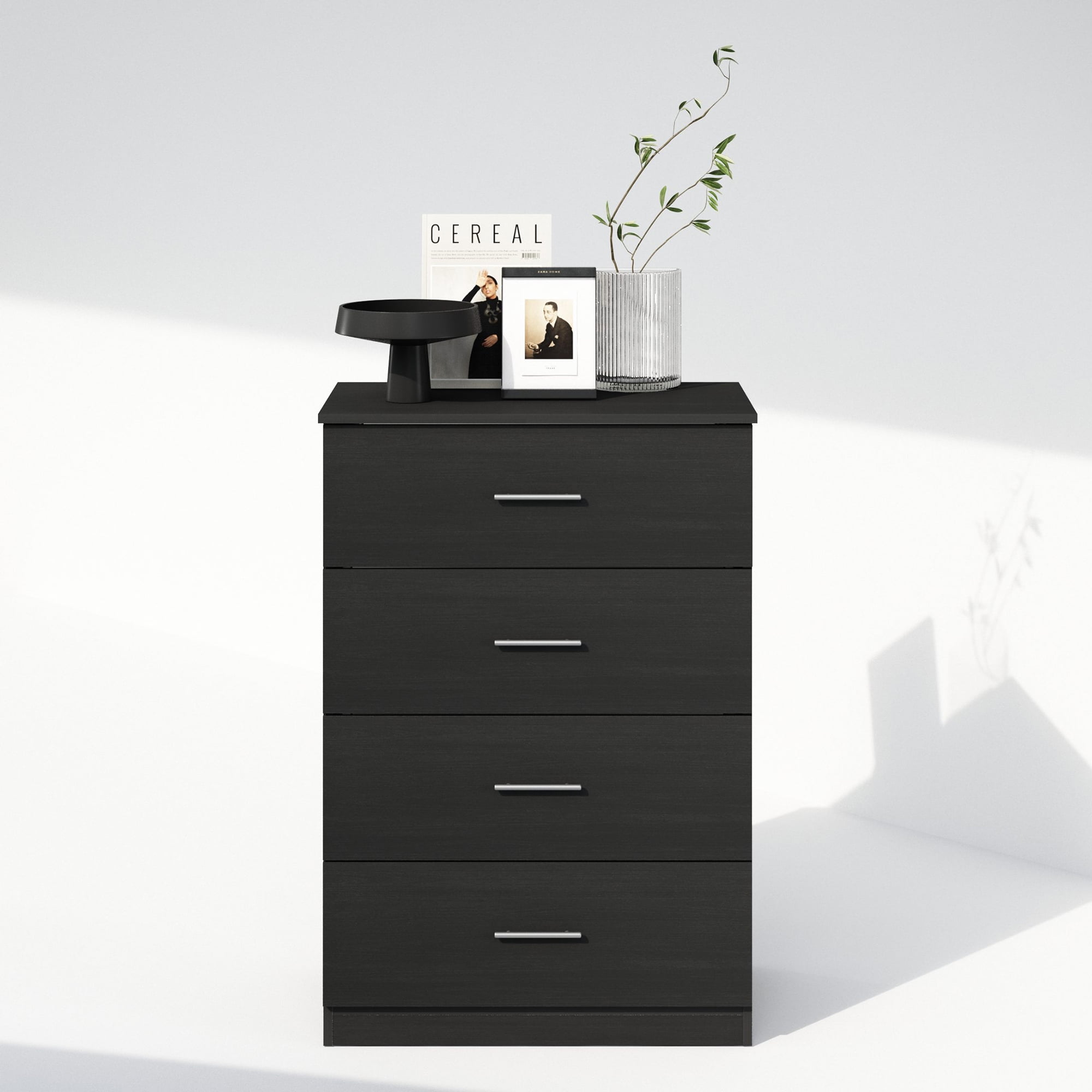 Furinno Frans Simple Design Console Table with 4 Drawers for Entryway, Living Room, Americano