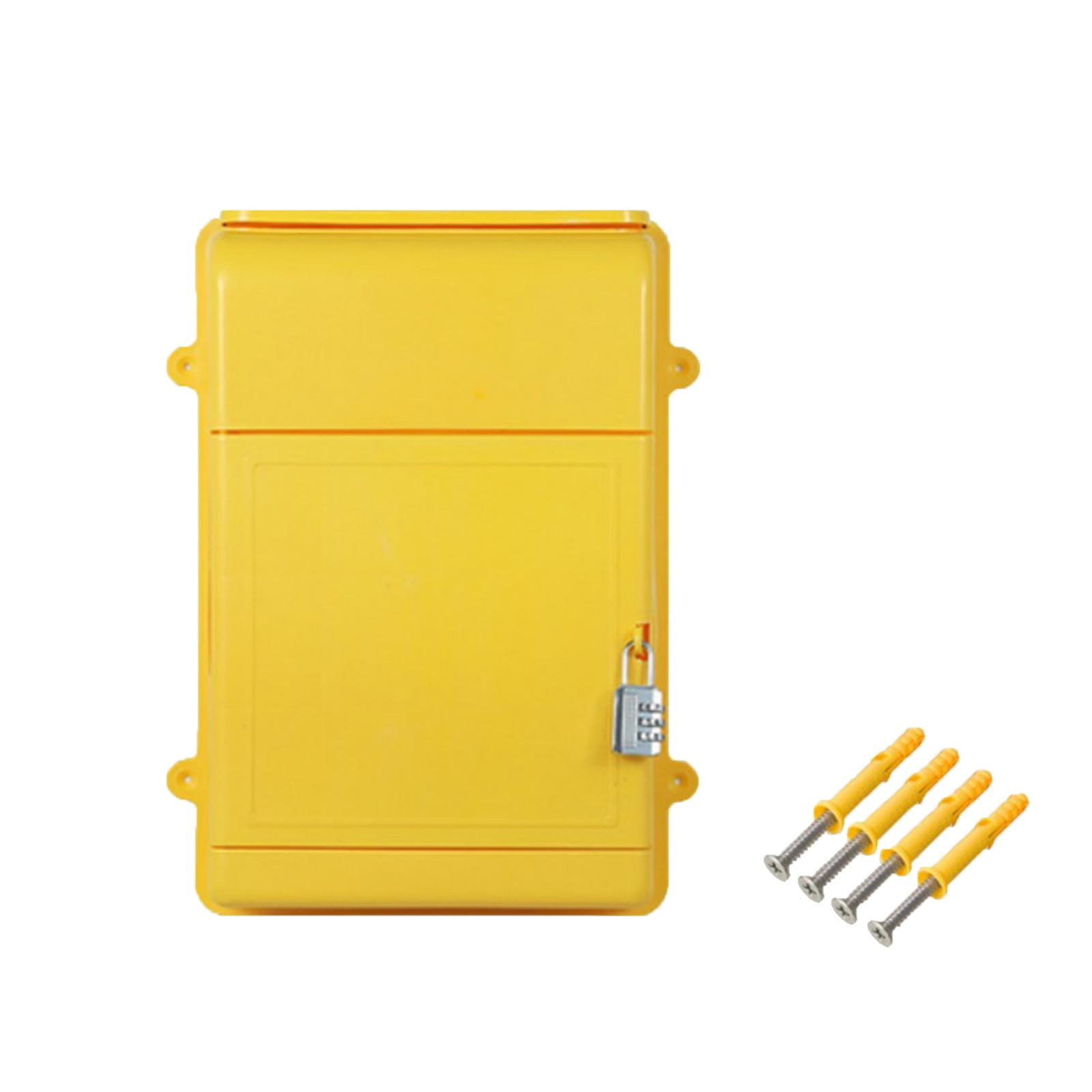 Baoblaze Wall Hanging Mailbox Post Box with Code Lock 34.5x26x10cm for Hotel Business Yellow
