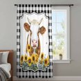 thumbnail image 4 of Yak Sunflowers Sheer Curtains 84 Inches Long, Yellow Floral Black White Checkered Pastoral Light Filering Curtains, Breathable Simi Curtain Privacy Drapes for Living Room Bedroom Window Treatment, 4 of 9