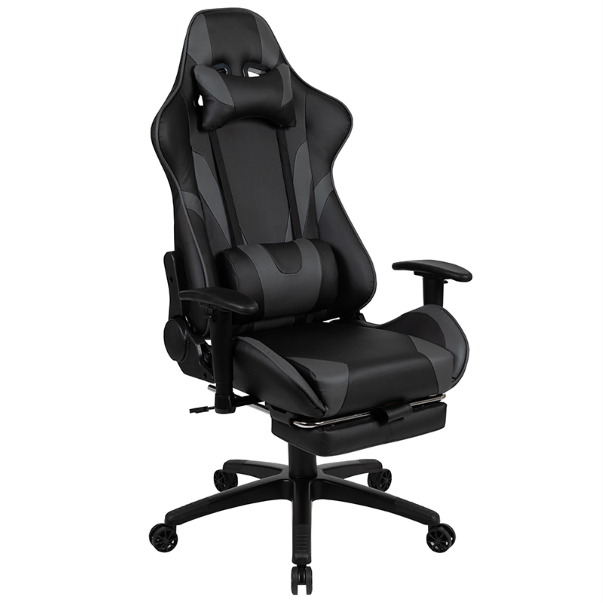 Flash Furniture X30 Gaming Chair Racing Office Ergonomic Computer Chair  with Reclining Back and Slide-Out Footrest in Gray LeatherSoft