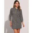 thumbnail image 3 of DARING DIVA 3/4 Sleeve Button Down Denim Shirt Dress L Gray, 3 of 6