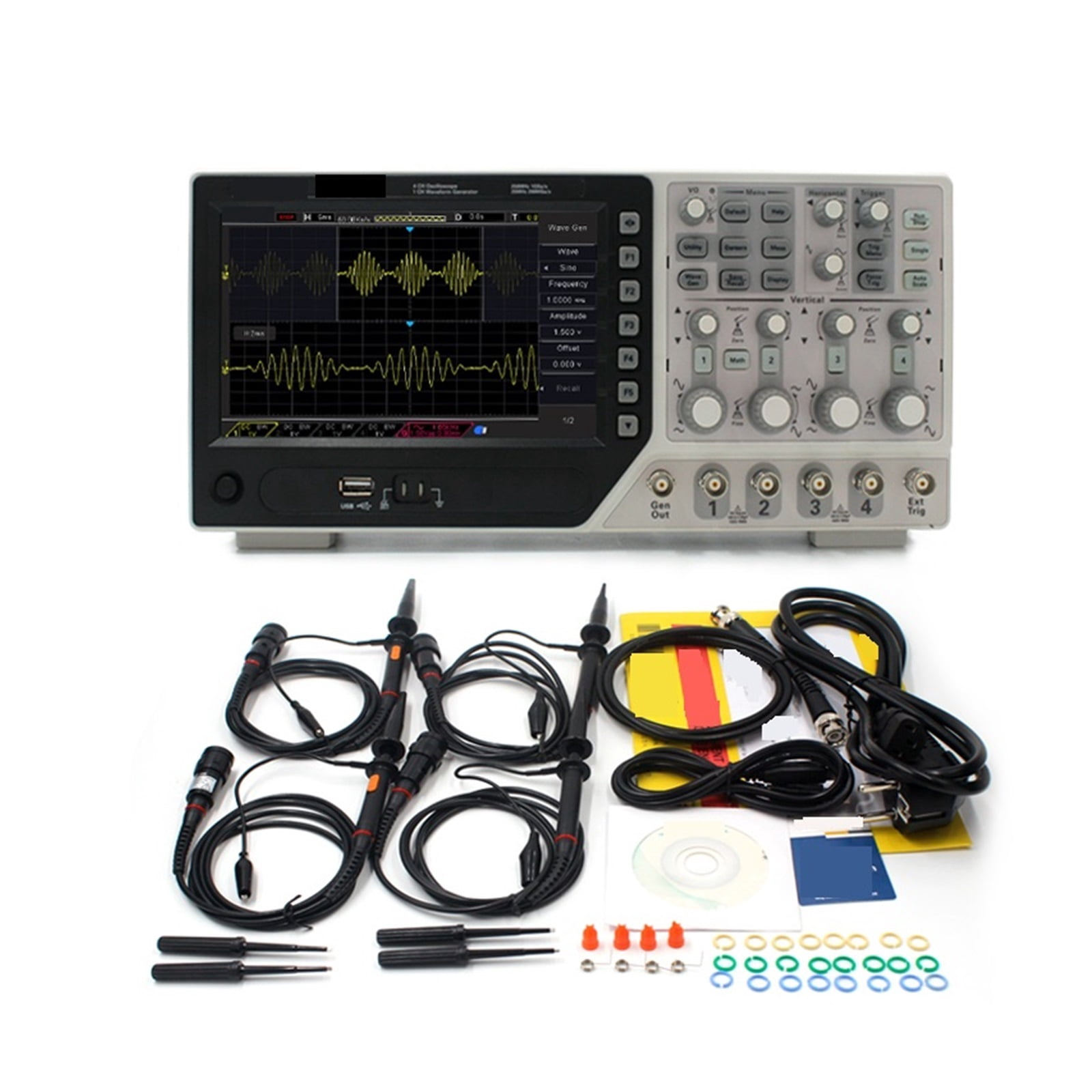 Digital Oscilloscope 4 Channels 250Mhz LCD PC Portable USB Oscilloscopes +EXT+DVM+Auto range function ,Professional Designed