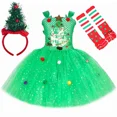 thumbnail image 4 of Disfraz de árbol de Navidad verde brillante para niñas, vestido de tutú elegante para fiesta de Navidad, ropa de elfo navideño para bebés y niños pequeños, regalos, 4 of 5