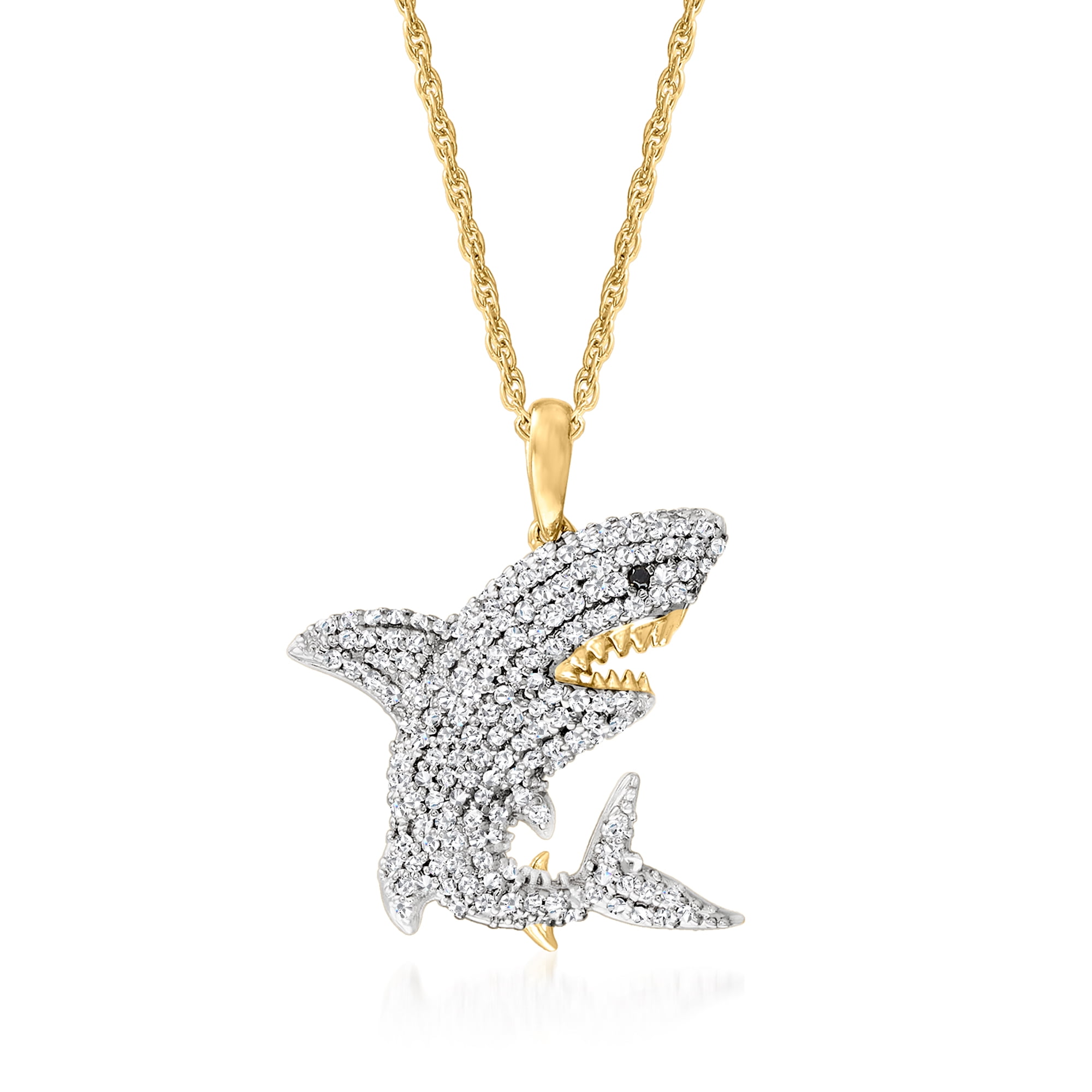 Diamond Shark Pendant Necklace 