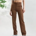 thumbnail image 2 of Tuphregyow Women's Dressy Casual Pants Travel Work Leisure New Style Solid Breathable Classic Trendy High Waist Comfy Pants with Pockets Outdoor Straight Leg Suit Pants Brown XL, 2 of 6