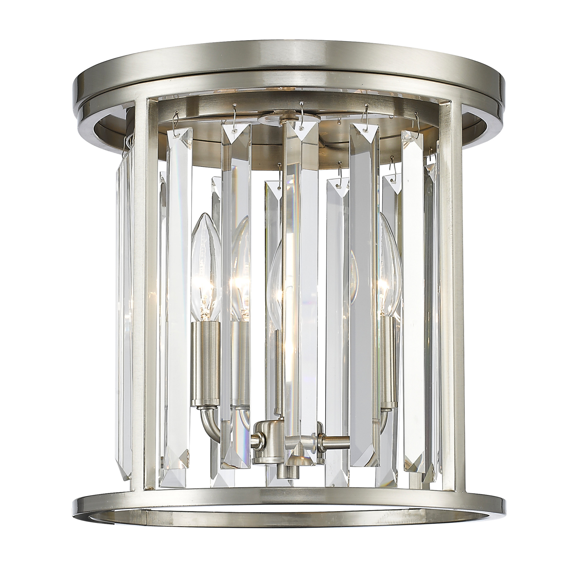 brushed nickel crystal flush mount light