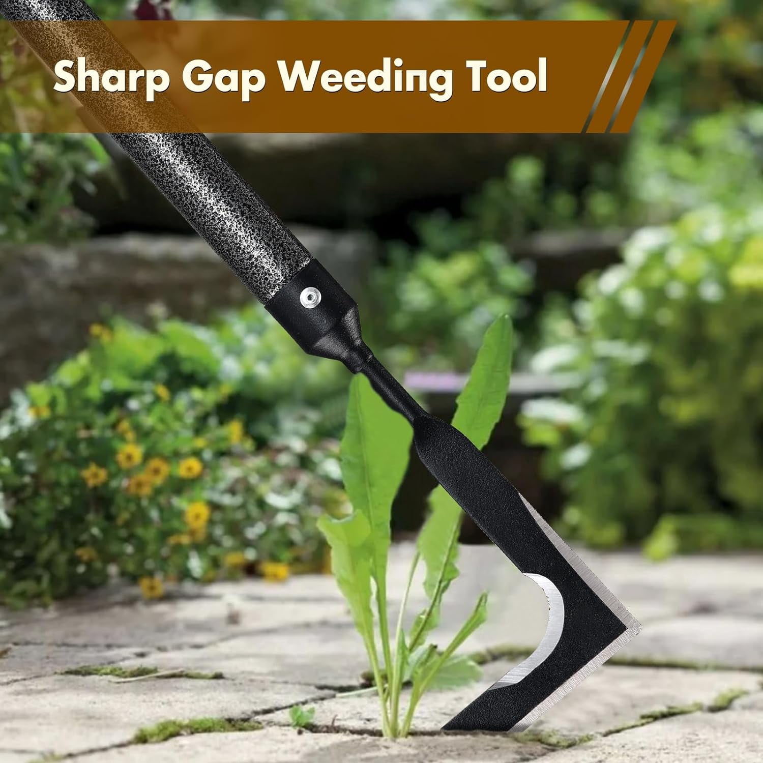 Crack Weeder Puller Tool Long Handle, Adjustable Crevice Weeding Remover Tool 29", Manual Sidewalk Crack Weeder Stand up Grass Weed Puller Cutter Tool for Yard Driveway