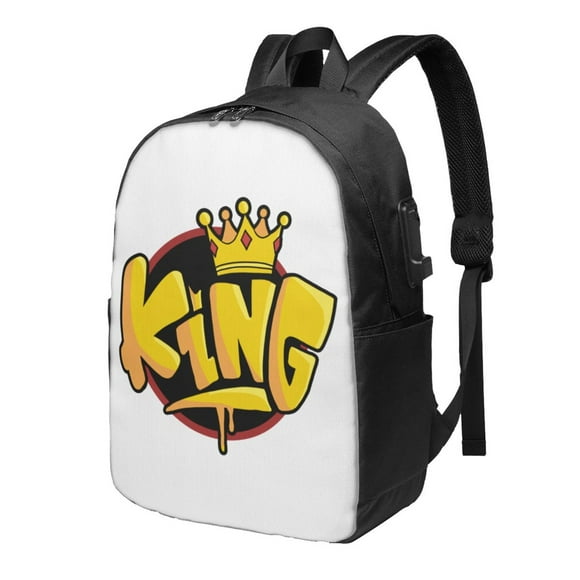 YFYANG Sac à Dos pour Ordinateur Portable 17 Pouces, King's Crown Pattern Mode Voyage Travail avec Interface Câble USB et Casque pour Hommes et Femmes