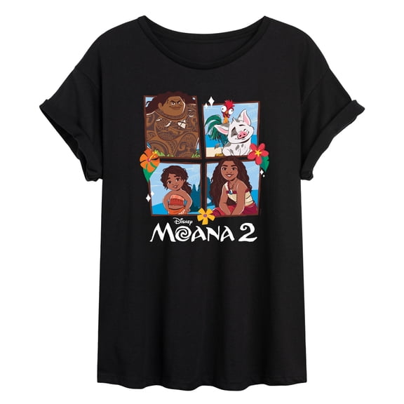 Moana - Grid Photo - Juniors Oversized Graphic T-Shirt