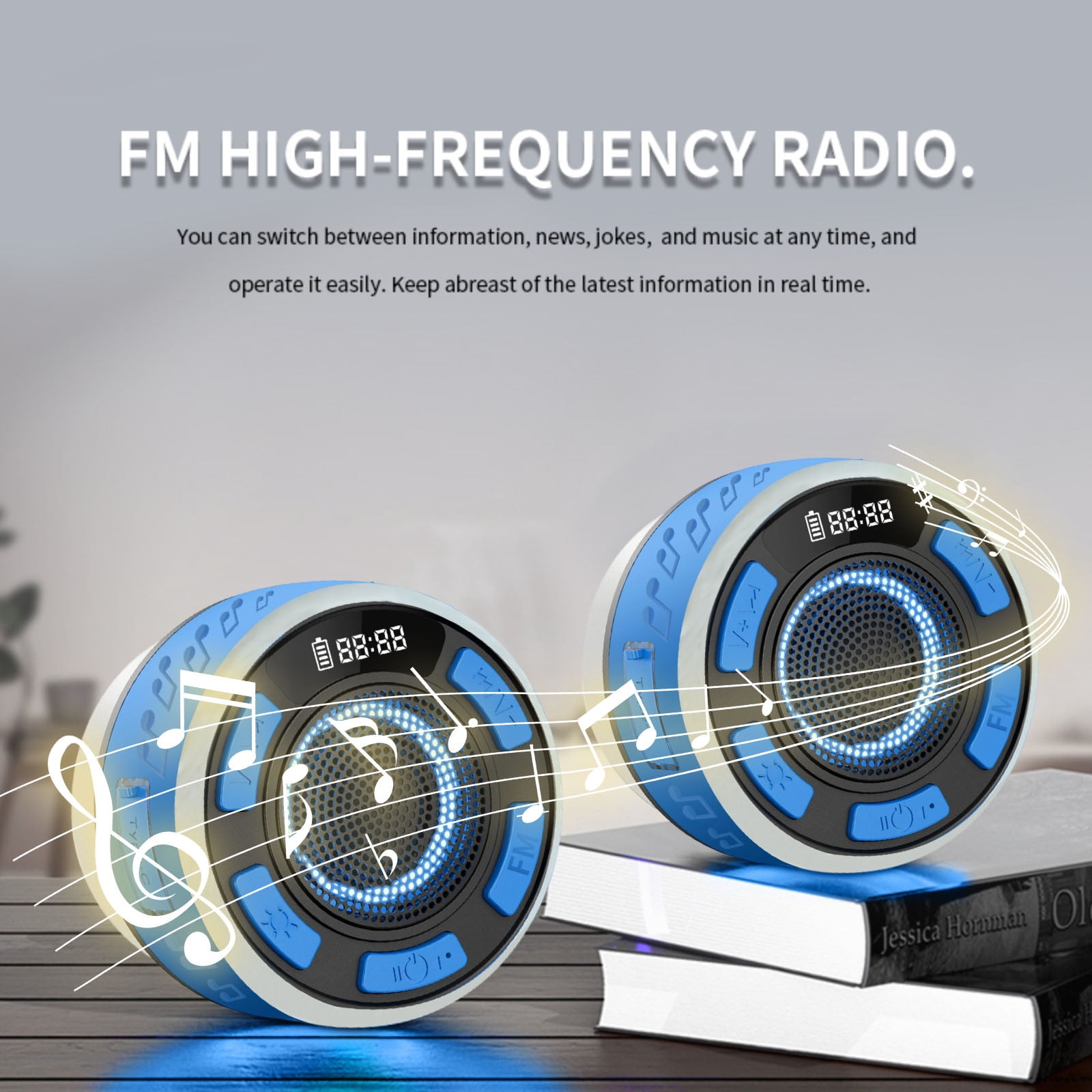 IPX7 Waterproof Bluetooth Speaker with Detachable Suction Cup, RGB Color Changing LED Shower Speaker, Portable Outdoor Speaker for Pool Beach and Camping, Wireless bluetooth audio