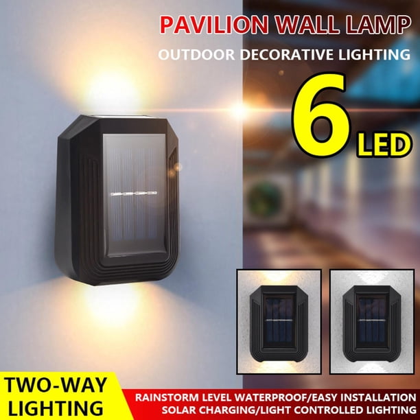 Lámpara de pared solar de 6 lámpara de seguridad impermeable IP65, lámparas de decoración de jardín para patio, garaje, , exterior, Blanco cálido DYNWAVEMX Aplique de pared al aire libre