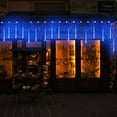 thumbnail image 7 of 11.8 inch 8 Tube 224 LED Meteor Shower Rain Lights, Drop/Icicle Snow Falling String Cascading Lights for Wedding Party Holiday Christmas New Year Garden Tree Home Decor (Blue), 7 of 7