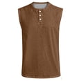 thumbnail image 2 of Zimjoy Mens Tank Tops Summer Casual Workout Loose Fit 3 Button Henley Shirts Lightweight Muscle Sleeveless Tee Shirts with Pockets Brown 3XL, 2 of 5