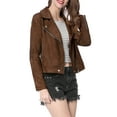 thumbnail image 5 of MODA NOVA Juniors Faux Suede Long Sleeve Zip Up Moto Biker Jacket, 5 of 6