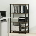 thumbnail image 2 of Furinno Turn-N-Tube 4-Tier Toolless Multipurpose Printer Stand Display Storage Shelf with Wheels, Columbia Walnut/Black, 2 of 6
