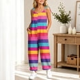 thumbnail image 5 of dazeni Girls Summer Boho Jumpsuit Sleeveless Jumpsuits Rompers for Girls Adjustable Strap Wide Leg Pants Romper with Pockets Hot Pink 15-16 Years, 5 of 9