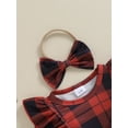 thumbnail image 6 of Bslissey Baby Girls Christmas Romper Dress Infant Plaid Print Long Sleeve Mesh Patchwork Hem Jumpsuit with Headband Newborn Cute Daily Clothes 3M 6M 12M 18M, 6 of 9