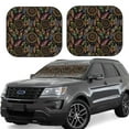 thumbnail image 2 of Picia Decorative Feathers 2 Piece Car Windshield Sun Shade Foldable | Foldable Sun Shield for Front Window Blocks UV Rays and Keeps Your Vehicle Cool-Small, 2 of 7