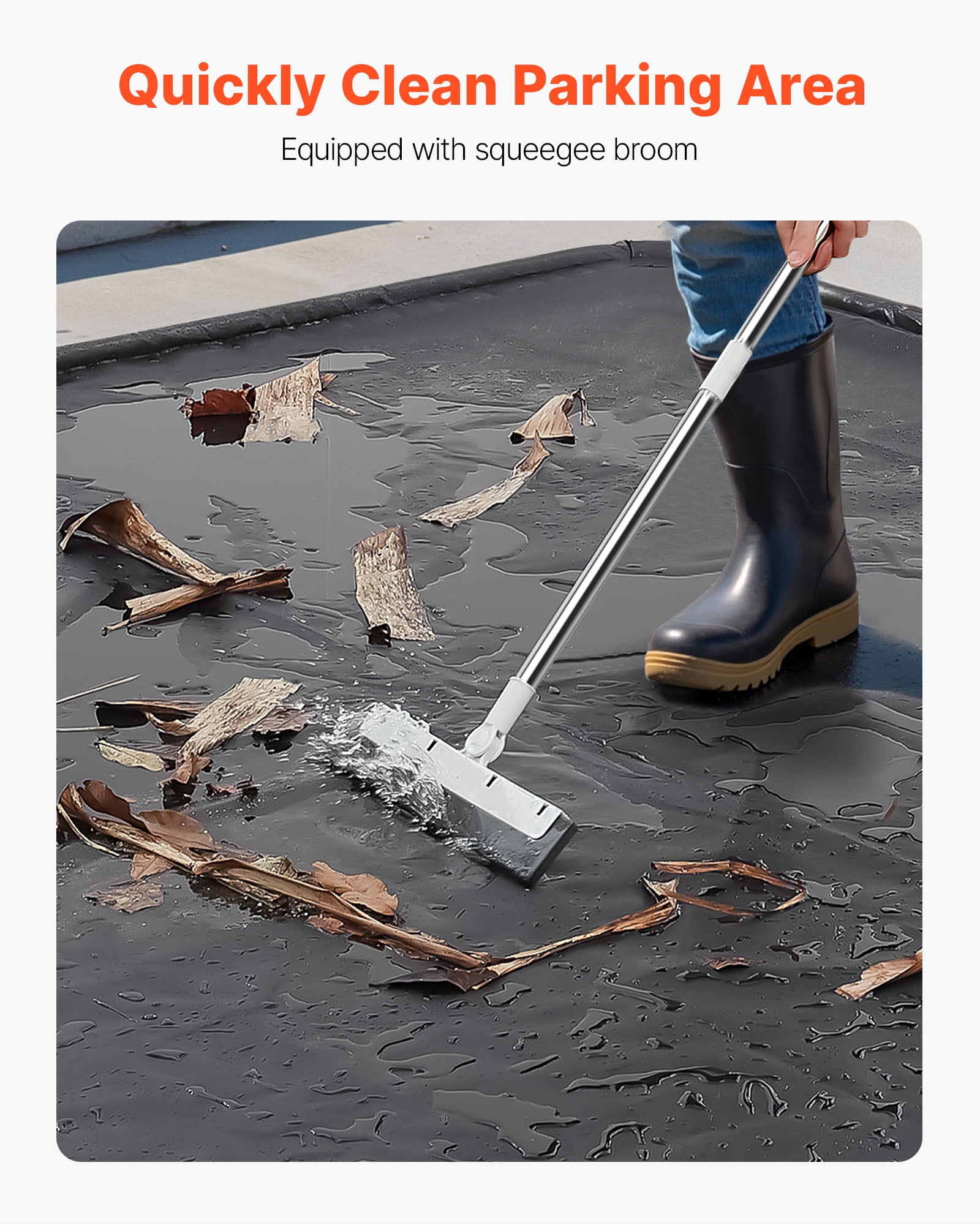 VEVOR Containment Mat, 7 ft 9 in x 18 ft, Non-Slip PVC Garage Floor Mat with a Cleaning Squeegee, Heavy Duty Durable Waterproof Containment Protection from Snow, Rain and Mud for Cars Parking, Black