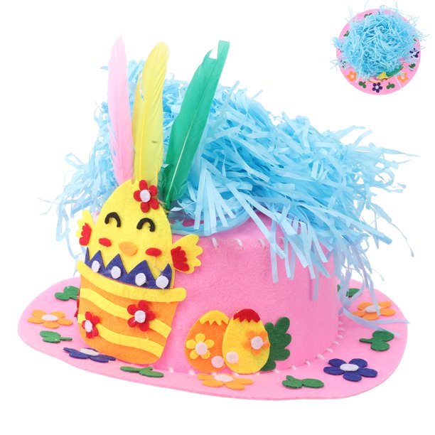1 juego de gorros de pollitos de Pascua para niños, manualidades hechas a mano, bonitos accesorios para el cabello para fiestas de Pascua