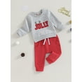 thumbnail image 3 of Baby Girls Boys Christmas Outfits6 12 18 24M 3T Letter Embroidery Long Sleeve Sweatshirts Long Pants 2Pcs Fall Clothes Set, 3 of 10