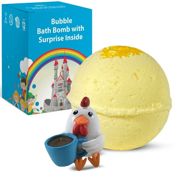 Bath Bomb for Kids with a Surprise Toy Rooster Inside Handmade in USA Natural and Safe for Sensitive Skin by Relaxcation