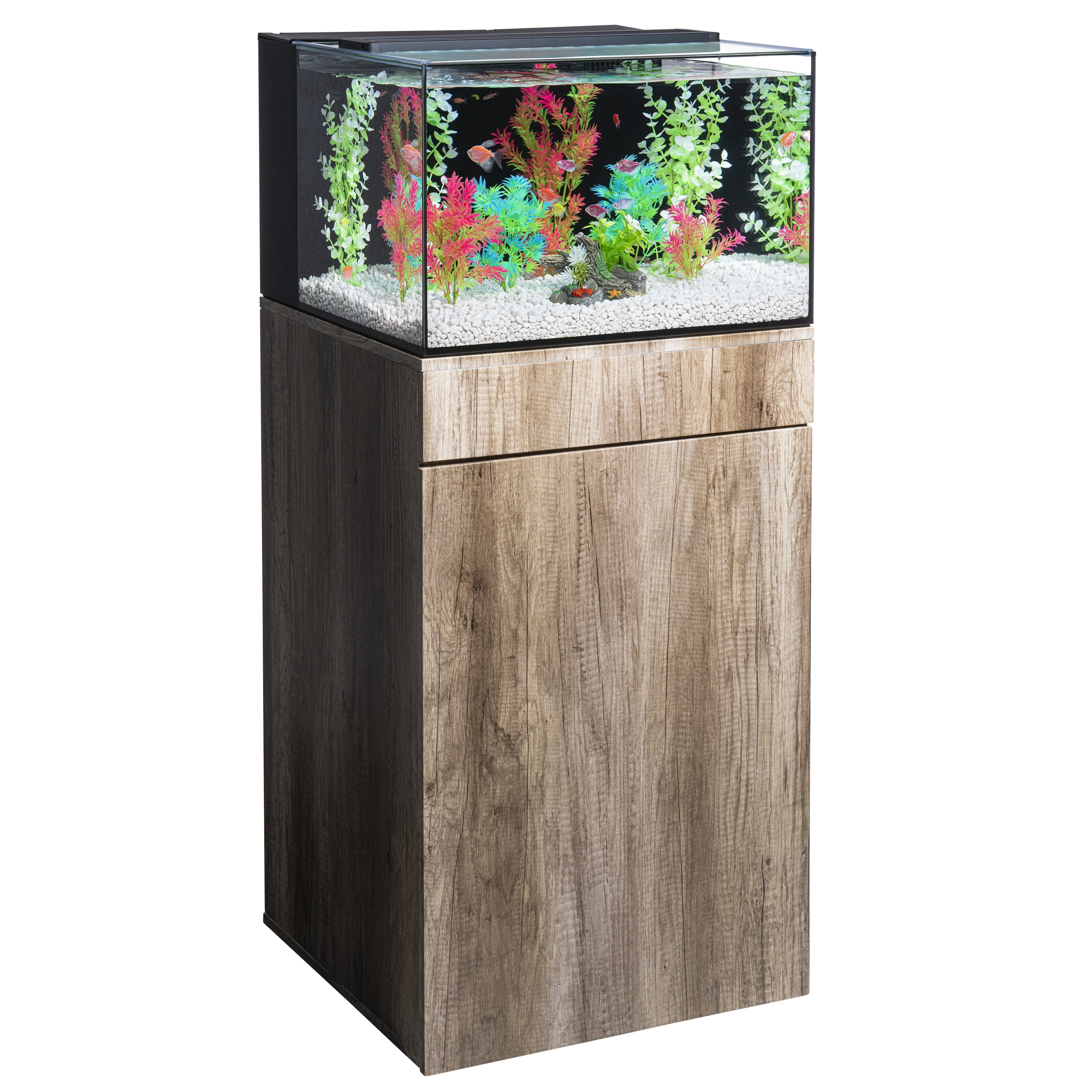 GloFish Plant Aquarium Décor, Green and Pink Large, Fluorescent Under Blue LED Light