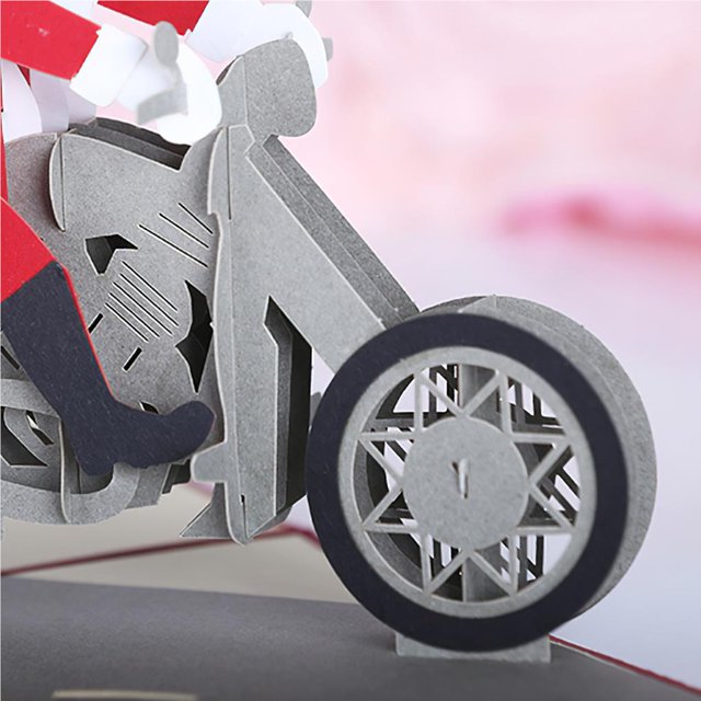 Santa Claus Motorcycle Three-dimensional Greeting Card Unique Christmas Present Creative 3D Christmas Day Card with Pretty Shape for Birthday Wedding Christmas