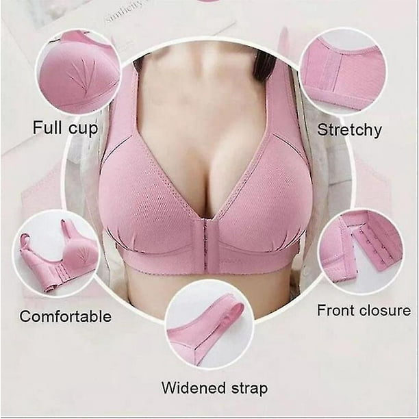 Plus Size Push Up Bra Front Closure Solid Color Brassiere Bra 36-46  Wireless Underwear For Women 