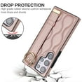 thumbnail image 3 of Allytechgroup Galaxy S24 Ultra Case with Keychain, Luxury Girly PU Leather Back Cover Bracket Stand Shockproof Bumper Drop Proof Phone Case Cover for Samsung Galaxy S24 Ultra, Rosegold, 3 of 8