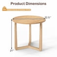 thumbnail image 3 of ELLEGNT 1 PCS Rubber Wood Round Side Table – Triangular Support End Table for Bedroom, Living Room, or Small Space Natural, 3 of 9