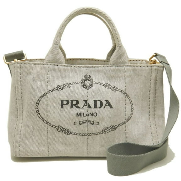 Pre-Owned PRADA Prada Canapa 1BG439 Handbag Denim BIANCO Women's 253291 (Fair)