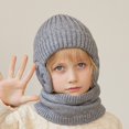 thumbnail image 3 of D GROEE Winter Neck Warp Set Winter Children Hat Scarf Set Printed Thickened Elastic Warm Anti slip Soft Dome Windproof Ear Neck Neck Warp Set, 3 of 8