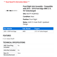 thumbnail image 2 of Front Right Axle Assembly - Compatible with 2015 - 2018 Ford Edge AWD 2.7L V6 Turbocharged 2016 2017, 2 of 2