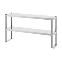 KFFKFF Dual-Level Shelf, Adjustable Two-Tier Stainless Steel Shelf, 12x48 Inch Elevated Shelf, Suitable for Kitchen, Restaurant, and Workshop Prep Tables