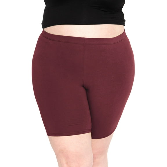 Stretch Is Comfort Women's Plus Size Cotton Biker Shorts Burgundy 4X