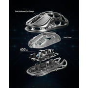 GravaStar Mercury M2 Wireless Gaming Mouse with 26,000 DPI, PAW3395DM Sensor -79g Lightweight Hollowed-Out Design -5 Programmable Buttons -5 Dynamic Lightsync RGB - Stealth Black