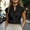 Black, variant on CYMMPU Women's Mandarin Collar Cap Sleeve Blouse, Split Neck Sleeveless Linen-Look Top, Casual Office & Summer Wear Dark Gray XXXL