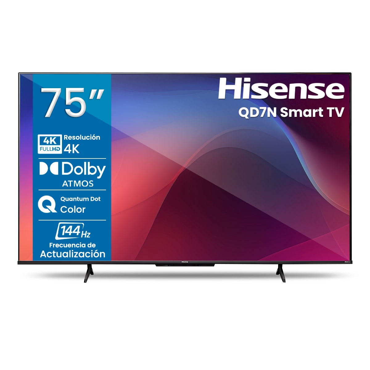 Pantalla Hisense QD7N 75" UHD 4K QLED Smart TV 144Hz Google TV Negra