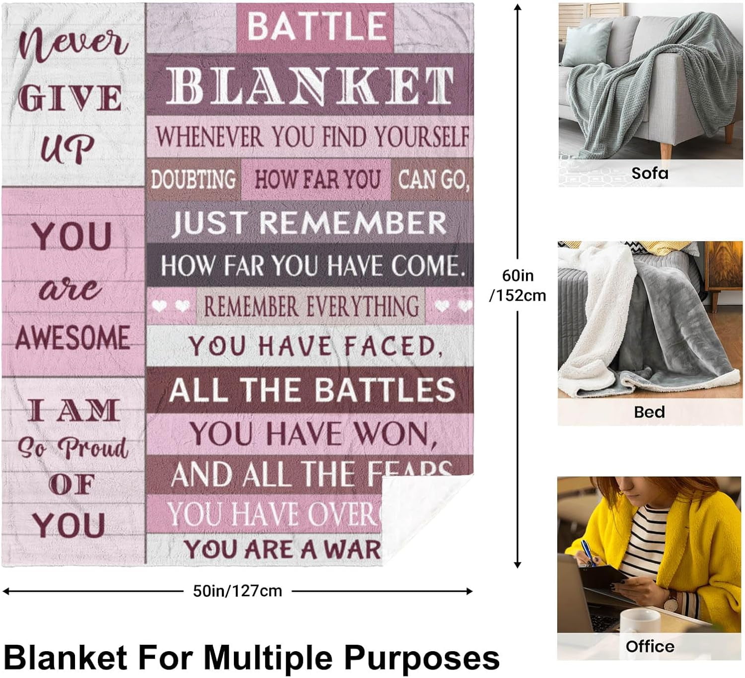 Cancer Care Gifts for Women Blanket, Breast Cancer Gifts for Woman, Chemotherapy Must Haves for Women, Cancer Comfort Gifts Chemo Patients Throw Blankets