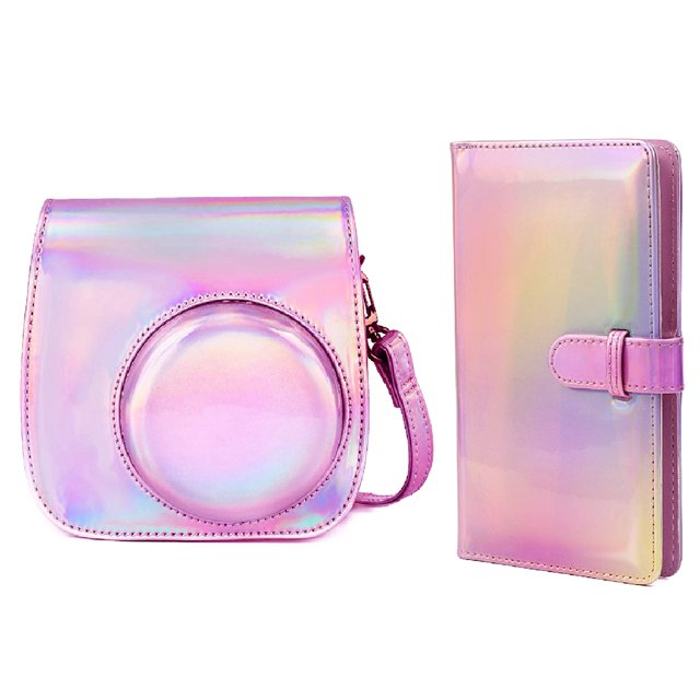 Sywqhk Para Fujifilm Instax Mini 11 9 8+ 8 Bolso de hombro de cuero PU + álbum (rosa)