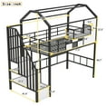 thumbnail image 4 of Twin Loft Bed with Stairs, Metal House Loft Bed with Storage Box, Heavy Duty Low Loft Bed Twin Size Frame-Black, 4 of 9