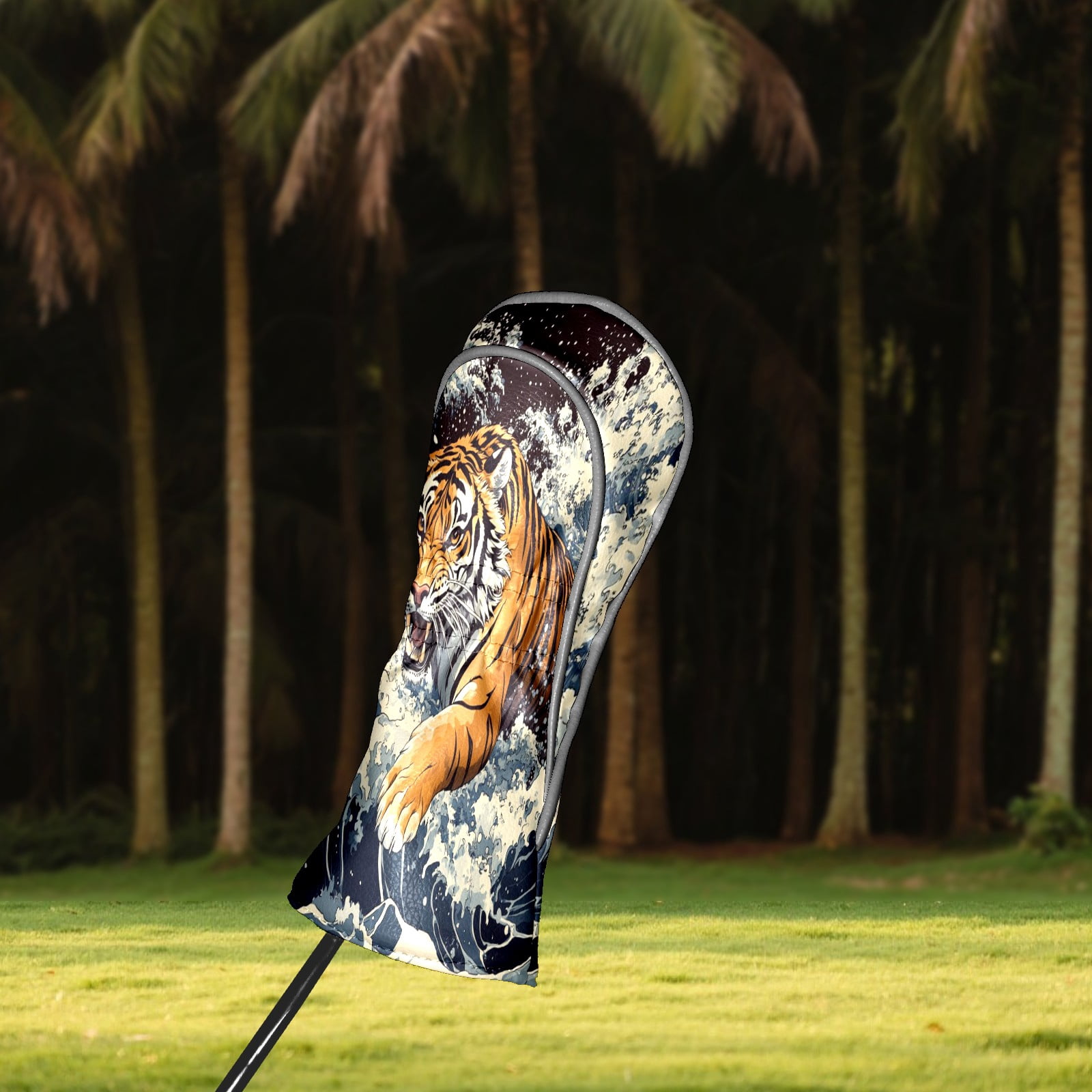 Golf Club Covers PU Leather Waterproof Head Covers for Fairway Woods Hybrids Fierce Animals Unisex Fits Most Brands